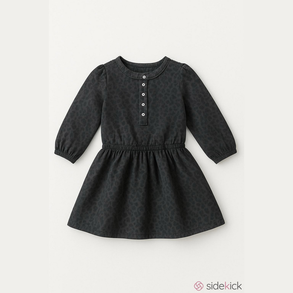 Carter’s casual twirl bodysuit dress Girl 4T midnight leopard print front button